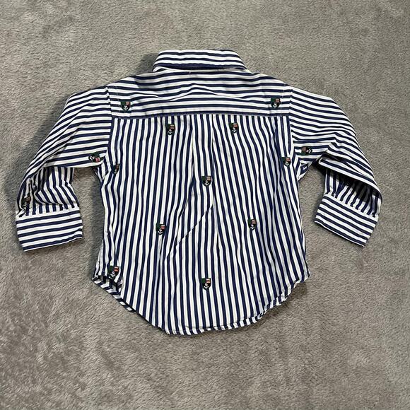 Ralph Lauren Shirt Boys 9 Months Long Sleeve Button Down Striped Anchor - Picture 5 of 5